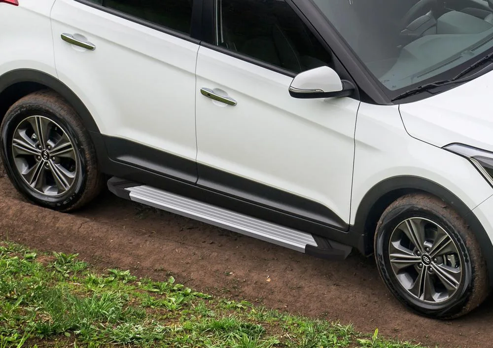 Порог-площадка "Silver" F173AL + комплект крепежа, RIVAL, Hyundai Creta 2016-