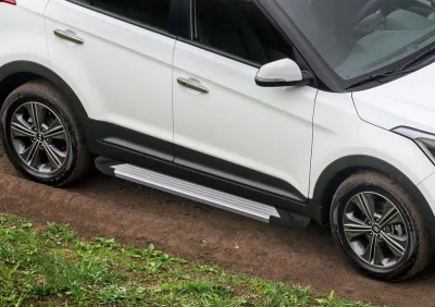 Порог-площадка "Silver" F173AL + комплект крепежа, RIVAL, Hyundai Creta 2016-
