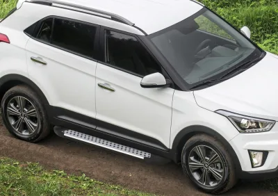 Порог-площадка "Bmw-Style" D173AL + комплект крепежа, RIVAL, Hyundai Creta 2016-