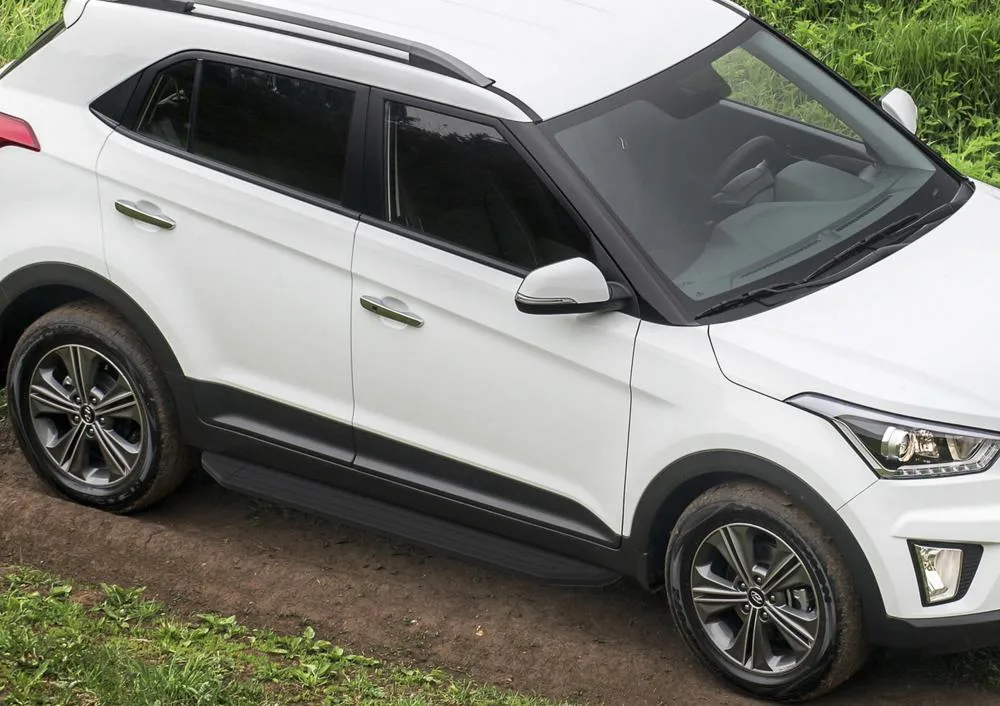 Порог-площадка "Premium-Black" A173ALB + комплект крепежа, RIVAL, Hyundai Creta 2016-