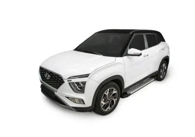 Порог-площадка "Bmw-Style" D173AL + комплект крепежа, RIVAL, Hyundai Creta 2021-