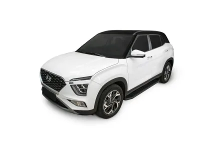 Порог-площадка "Premium-Black" A173ALB + комплект крепежа, RIVAL, Hyundai Creta 2021-