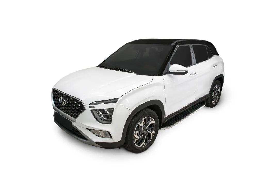 Порог-площадка "Premium" A173ALP + комплект крепежа, RIVAL, Hyundai Creta 2021-