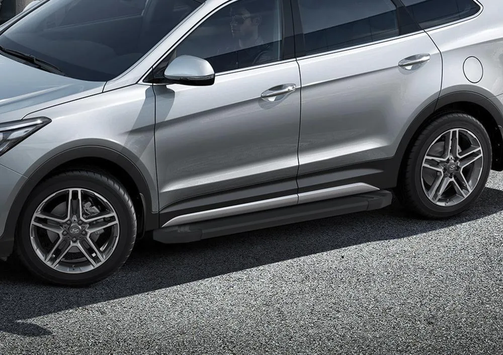 Порог-площадка "Black" F180ALB + комплект крепежа, RIVAL, Hyundai Grand Santa Fe 2012-2016-