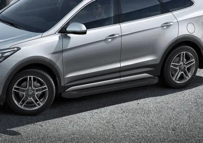 Порог-площадка "Black" F180ALB + комплект крепежа, RIVAL, Hyundai Grand Santa Fe 2012-2016-