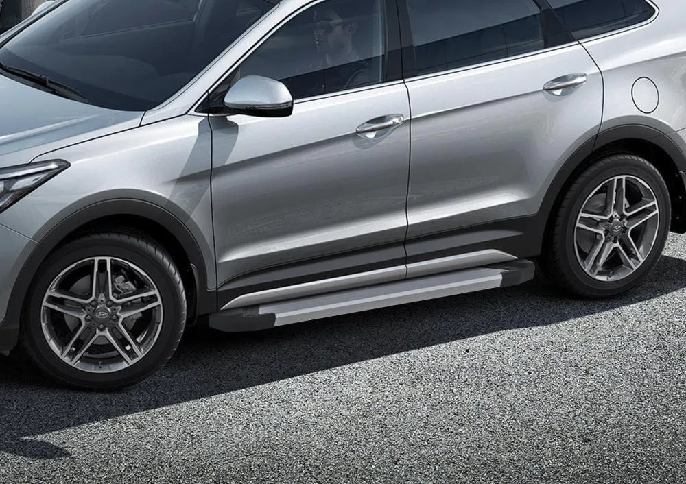 Порог-площадка "Silver" F180AL + комплект крепежа, RIVAL, Hyundai Grand Santa Fe 2012-2016-