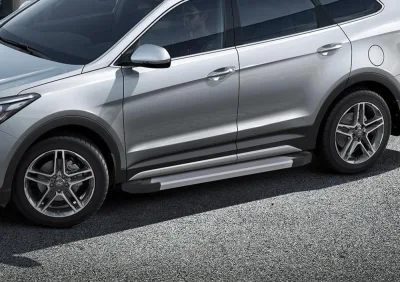Порог-площадка "Silver" F180AL + комплект крепежа, RIVAL, Hyundai Grand Santa Fe 2012-2016-