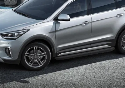 Порог-площадка "Premium-Black" A180ALB + комплект крепежа, RIVAL, Hyundai Grand Santa Fe 2012-2016-