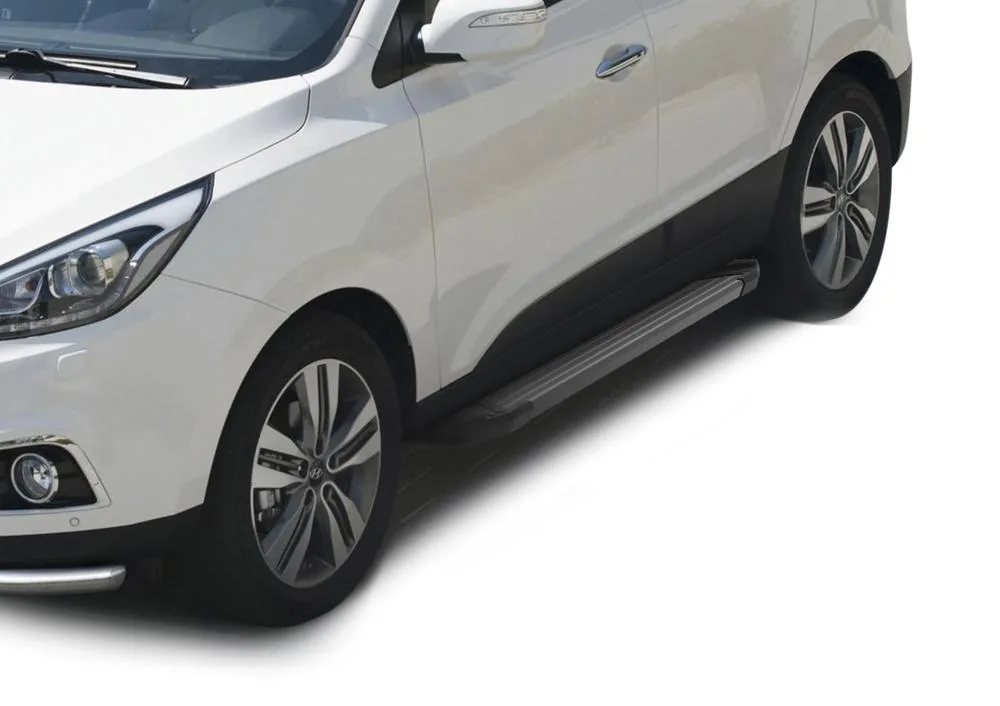 Порог-площадка "Black" F173ALB + комплект крепежа, RIVAL, Hyundai ix35 2010-2013-2015 / Kia Sportage 2010-