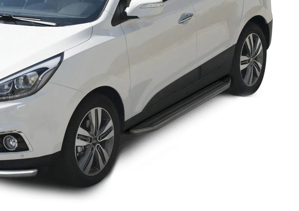 Порог-площадка "Premium-Black" A173ALB + комплект крепежа, RIVAL, Hyundai ix35 2010-2013-2015 / Kia Sportage 2010-