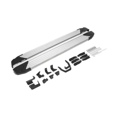 Порог-площадка "Silver" F193AL + комплект крепежа, RIVAL, Hyundai Polisade 2020-