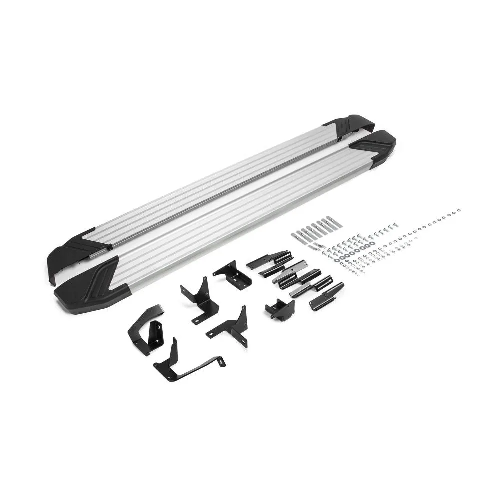 Порог-площадка "Silver" F180AL + комплект крепежа, RIVAL, Hyundai Santa Fe 2021-