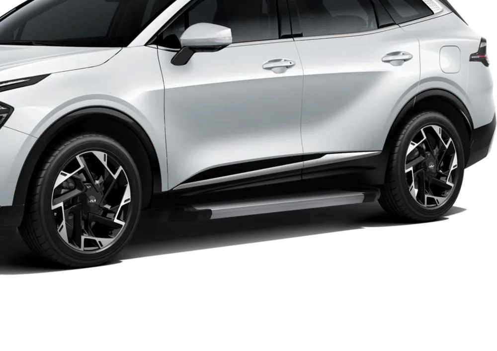 Порог-площадка "Silver" F180AL + комплект крепежа, RIVAL, Kia Sportage 2021-, V - 2.5, Hyundai Tucson 2021, Hyundai Santa Fe 2021-