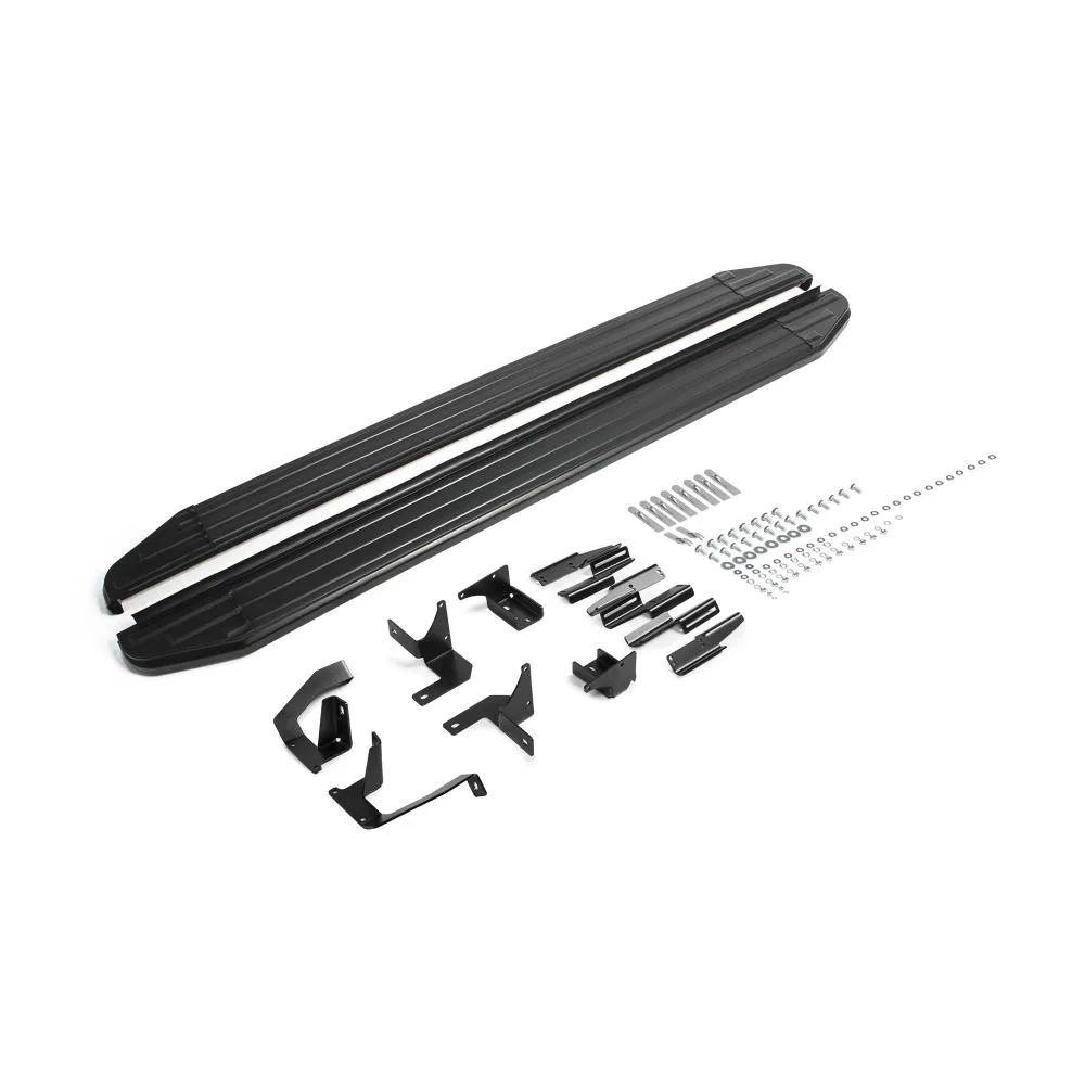 Порог-площадка "Premium-Black" A180ALB + комплект крепежа, RIVAL, Hyundai Santa Fe 2021-