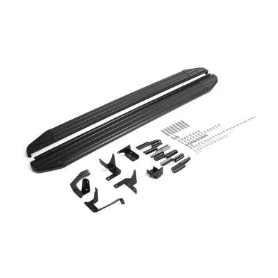 Порог-площадка "Premium-Black" A180ALB + комплект крепежа, RIVAL, Hyundai Santa Fe 2021-