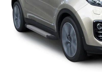 Порог-площадка "Silver" F173AL + комплект крепежа, RIVAL, Hyundai Tucson 2015-2018-2021/Kia Sportage 2016-2022