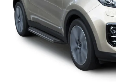 Порог-площадка "Premium-Black" A173ALB + комплект крепежа, RIVAL, Hyundai Tucson 2015-2018; 2018-2021/KIA Sportage 2016-2019; 2018-2022/Sportage GT Li