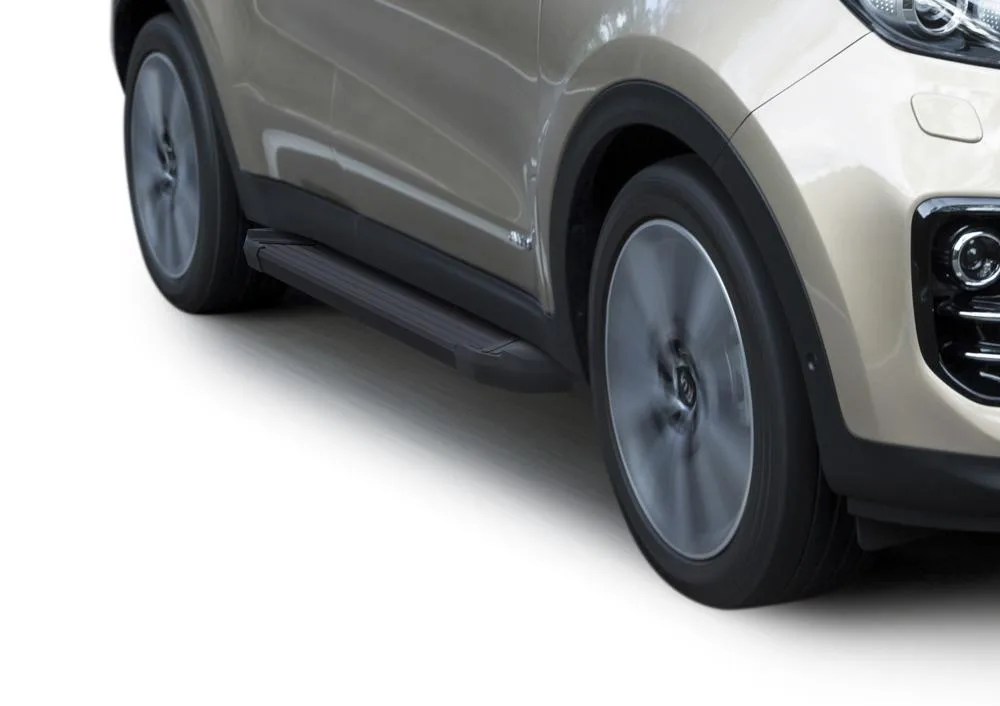 Порог-площадка "Black" F173ALB + комплект крепежа, RIVAL, Hyundai Tucson 2015-2018-2021/Kia Sportage 2016-2022