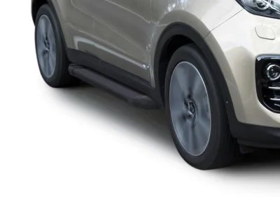 Порог-площадка "Black" F173ALB + комплект крепежа, RIVAL, Hyundai Tucson 2015-2018-2021/Kia Sportage 2016-2022