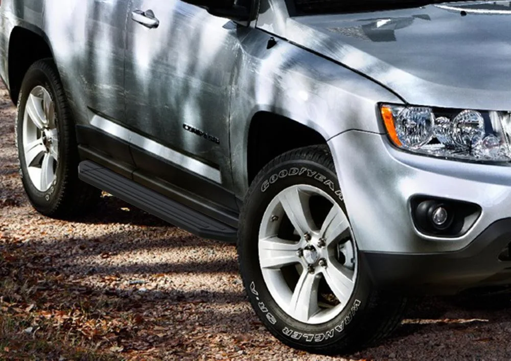 Порог-площадка "Premium-Black" A173ALB + комплект крепежа, RIVAL, Jeep Compass 2010-2013-2015