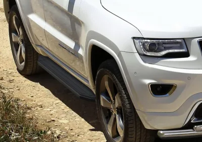 Порог-площадка "Premium-Black" A160ALB + комплект крепежа, RIVAL, Jeep Grand Cherokee 2010-2013-2018-