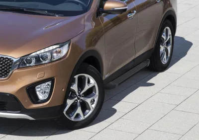 Порог-площадка "Black" F180ALB + комплект крепежа, RIVAL, Kia Sorento Prime 2015-2017
