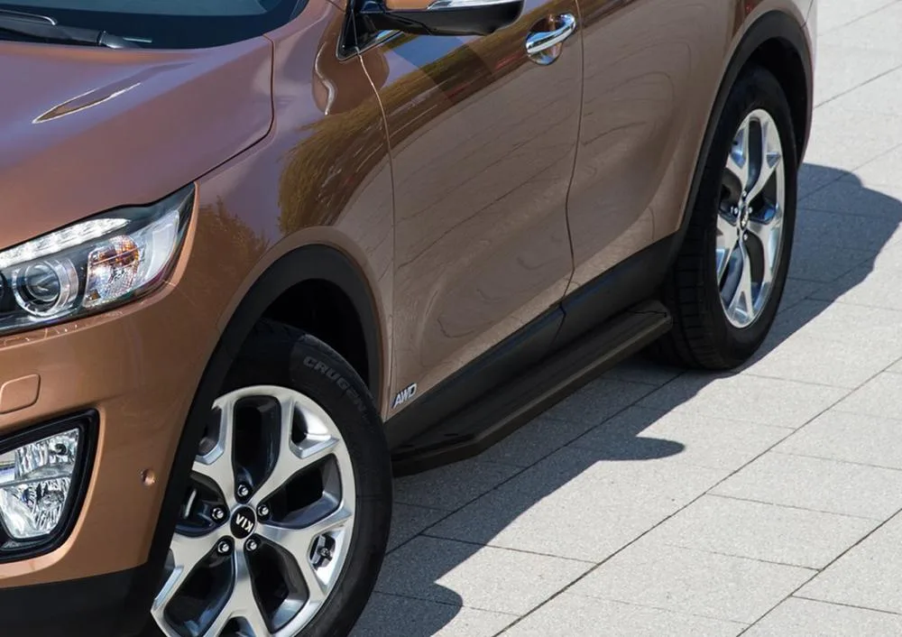 Порог-площадка "Premium-Black" A180ALB + комплект крепежа, RIVAL, Kia Sorento Prime 2015-2017