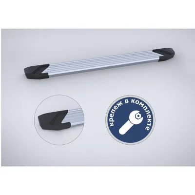 Порог-площадка "Silver" F180AL + комплект крепежа, RIVAL, Kia Sorento Prime 2018-