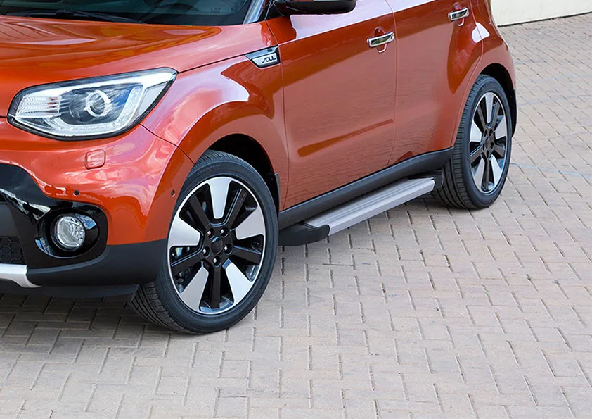 Порог-площадка "Silver" F173AL + комплект крепежа, RIVAL, Kia Soul 2017-2019