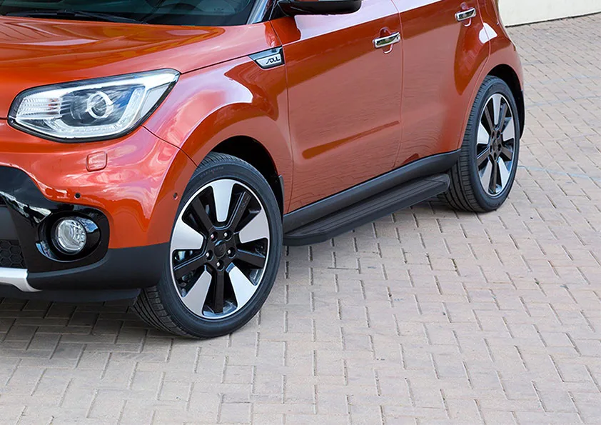 Порог-площадка "Premium-Black" A173ALB + комплект крепежа, RIVAL, Kia Soul 2017-2019