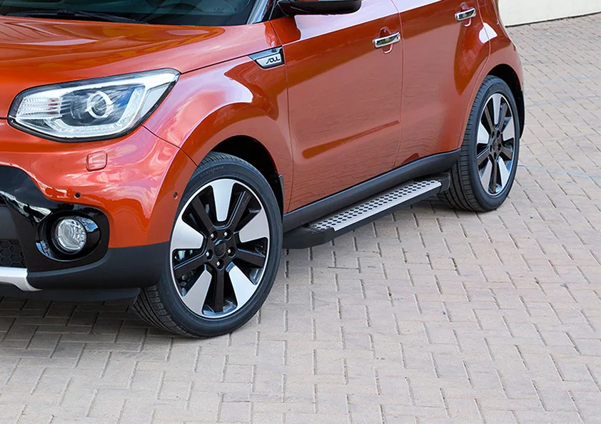 Порог-площадка "Bmw-Style" D173AL + комплект крепежа, RIVAL, Kia Soul 2017-2019