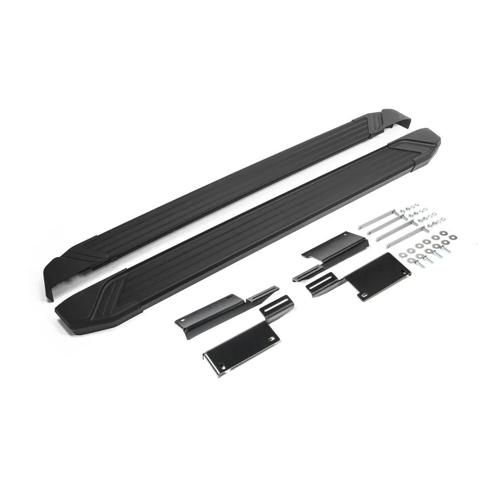 Порог-площадка "Black" F180ALB + комплект крепежа, RIVAL, Lada 4x4 5D1993-/Lada 4x4 Urban 5D 2016-