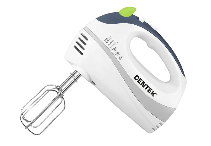 Миксер Centek CT-1104 (белый/серый) 280Вт, 5 скоростей+турбо, взбивание/замешивание