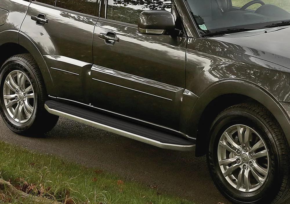 Порог-площадка "Premium" A173ALP + комплект крепежа, RIVAL, Mitsubishi Pajero IV 2006-2011-2014-