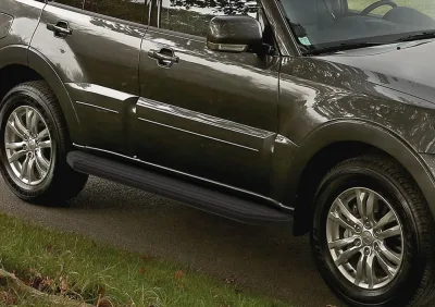 Порог-площадка "Premium-Black" A173ALB + комплект крепежа, RIVAL, Mitsubishi Pajero IV 2006-2011-
