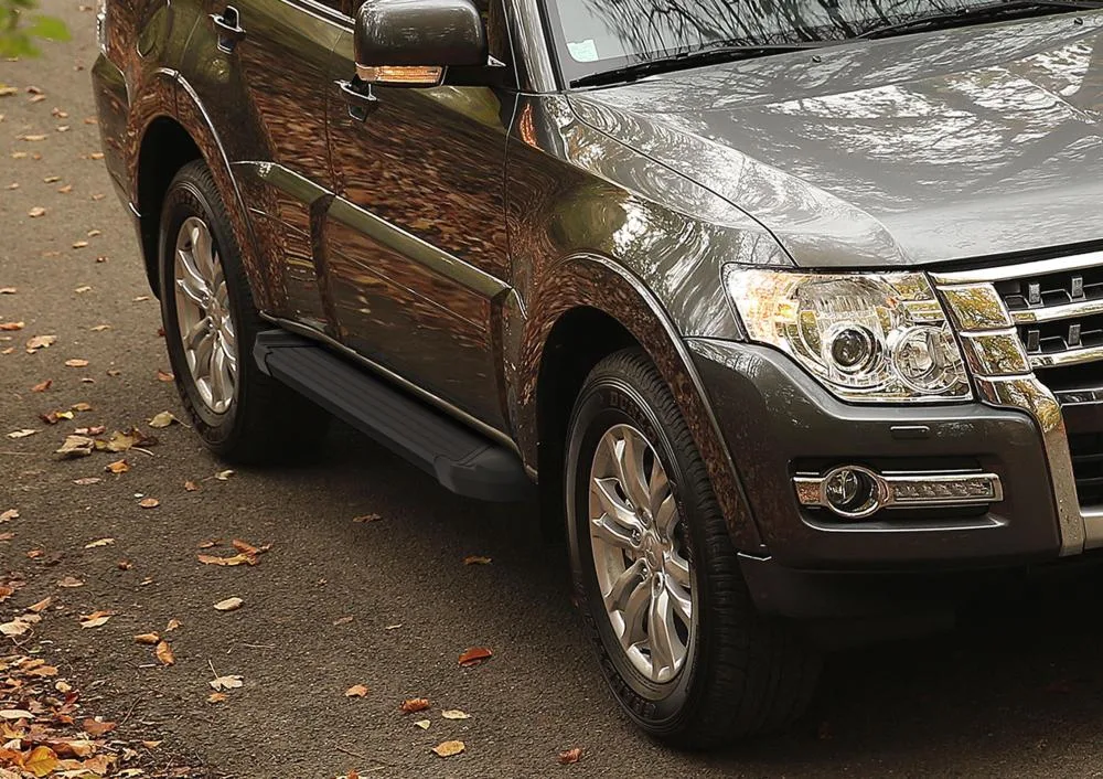 Порог-площадка "Black" F173ALB + комплект крепежа, RIVAL, Mitsubishi Pajero IV 2006-2011-2014-