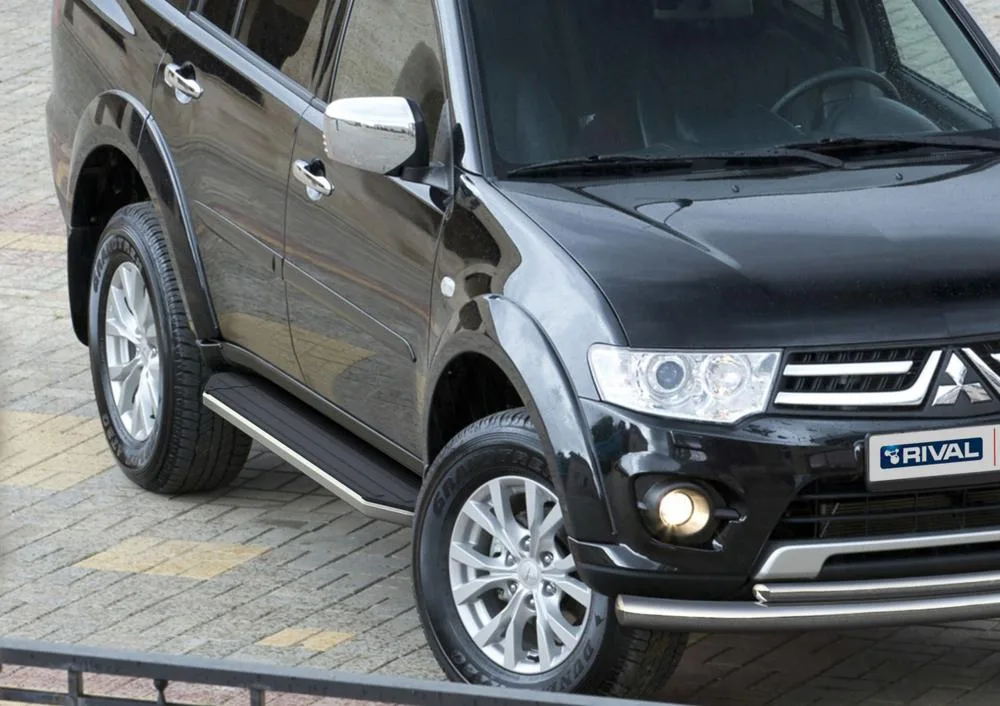Порог-площадка "Premium" A173ALP + комплект крепежа, RIVAL, Mitsubishi Pajero Sport 2008-2013-2016
