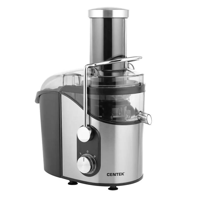 Соковыжималка Centek CT-1212 (черный, сталь) 1200Вт, 2 скор. + Pulse, стакан 1100 мл, горловина 75мм