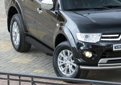 Порог-площадка "Premium-Black" A173ALB + комплект крепежа, RIVAL, Mitsubishi Pajero Sport 2008-2013-2016
