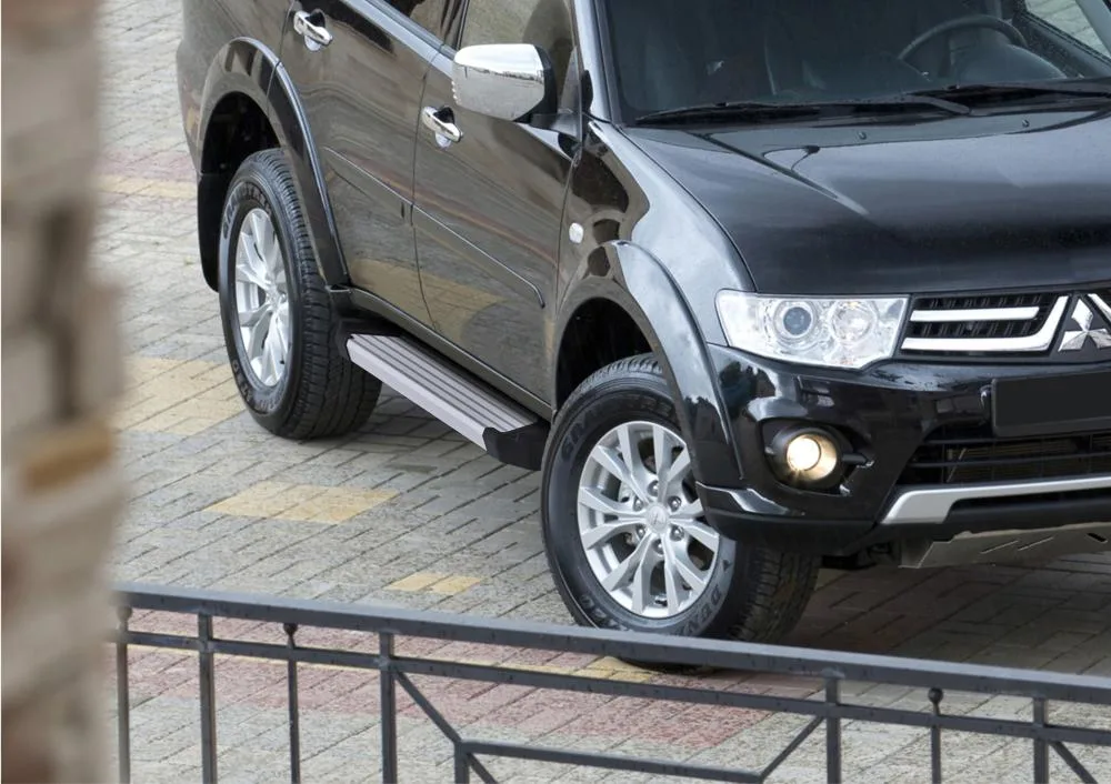 Порог-площадка "Silver" F173AL + комплект крепежа, RIVAL, Mitsubishi Pajero Sport 2008-2013-2016