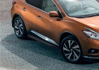 Порог-площадка "Black" F180ALB + комплект крепежа, RIVAL, Nissan Murano 2016-