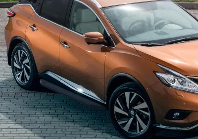 Порог-площадка "Premium-Black" A180ALB + комплект крепежа, RIVAL, Nissan Murano 2016-