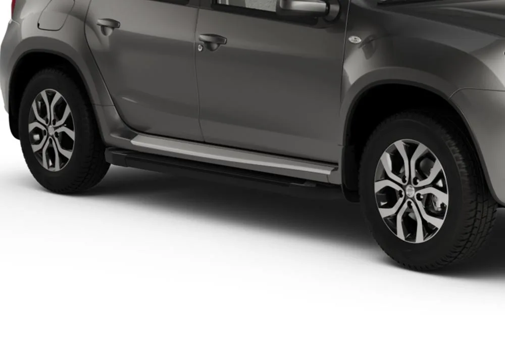 Порог-площадка "Black" F173ALB + комплект крепежа, RIVAL, Renault Duster 2011-2015-2021-/ Nissan Terrano 2014-/Renault Arkana 2019-/Renault Kaptur 202