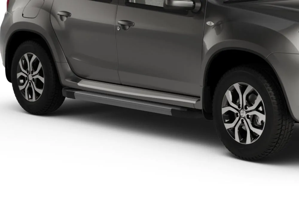 Порог-площадка "Silver" F173AL + комплект крепежа, RIVAL, Renault Duster 2011-2015-2021-/ Nissan Terrano 2014-/Renault Arkana 2019-/Renault Kaptur