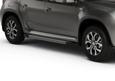 Порог-площадка "Silver" F173AL + комплект крепежа, RIVAL, Renault Duster 2011-2015-2021-/ Nissan Terrano 2014-/Renault Arkana 2019-/Renault Kaptur