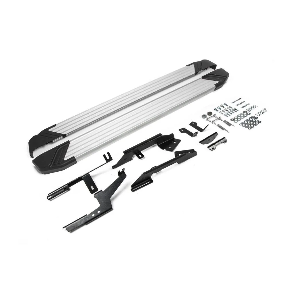Порог-площадка "Silver" F173AL + комплект крепежа, RIVAL, Renault Kaptur 2016-2020