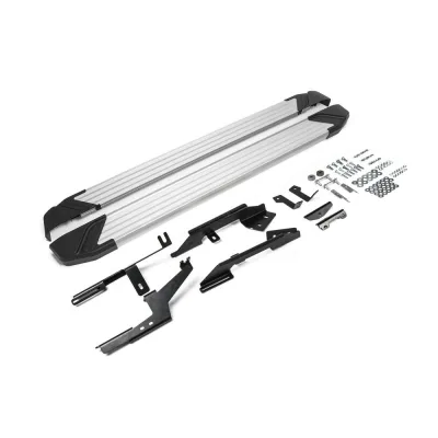 Порог-площадка "Silver" F173AL + комплект крепежа, RIVAL, Renault Kaptur 2016-2020