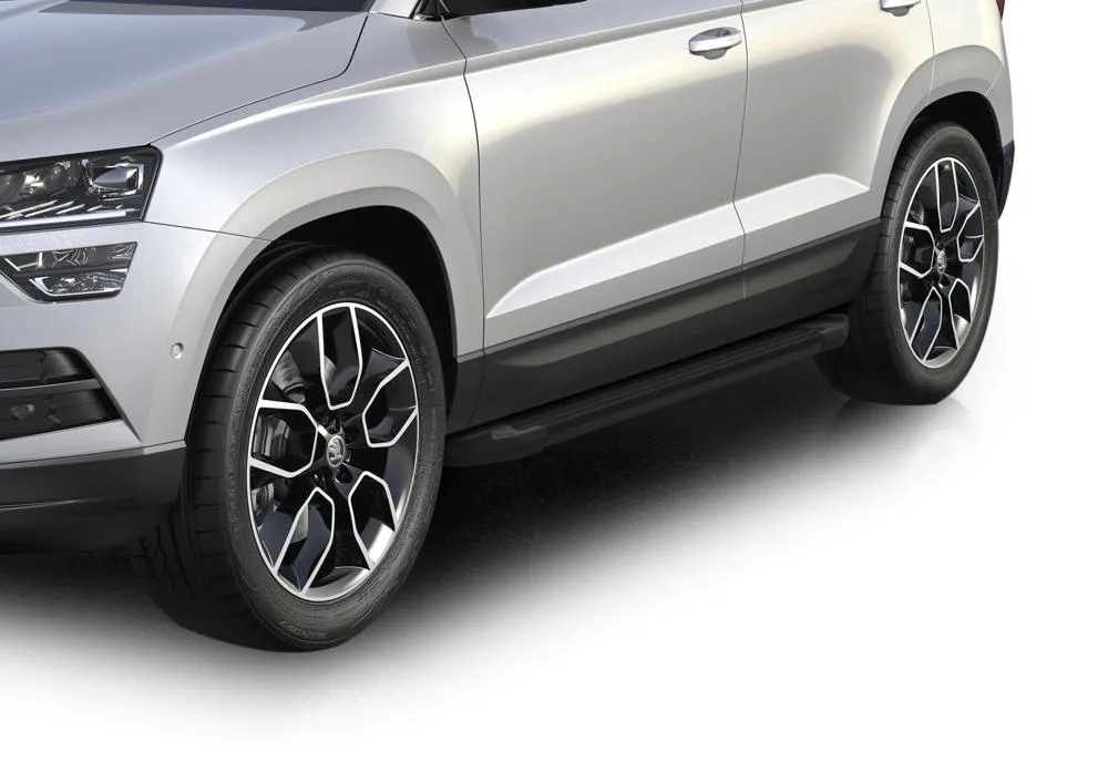 Порог-площадка "Black" F180ALB + комплект крепежа, RIVAL, Skoda Karoq 2020-, Volkswagen Taos 2021-
