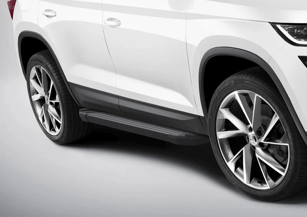 Порог-площадка "Black" F180ALB + комплект крепежа, RIVAL, Skoda Kodiaq 2017-