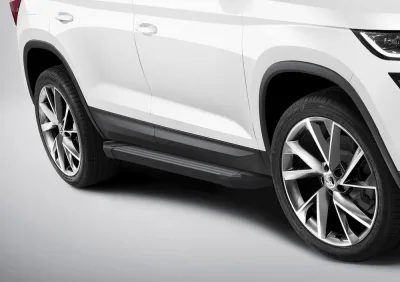 Порог-площадка "Black" F180ALB + комплект крепежа, RIVAL, Skoda Kodiaq 2017-